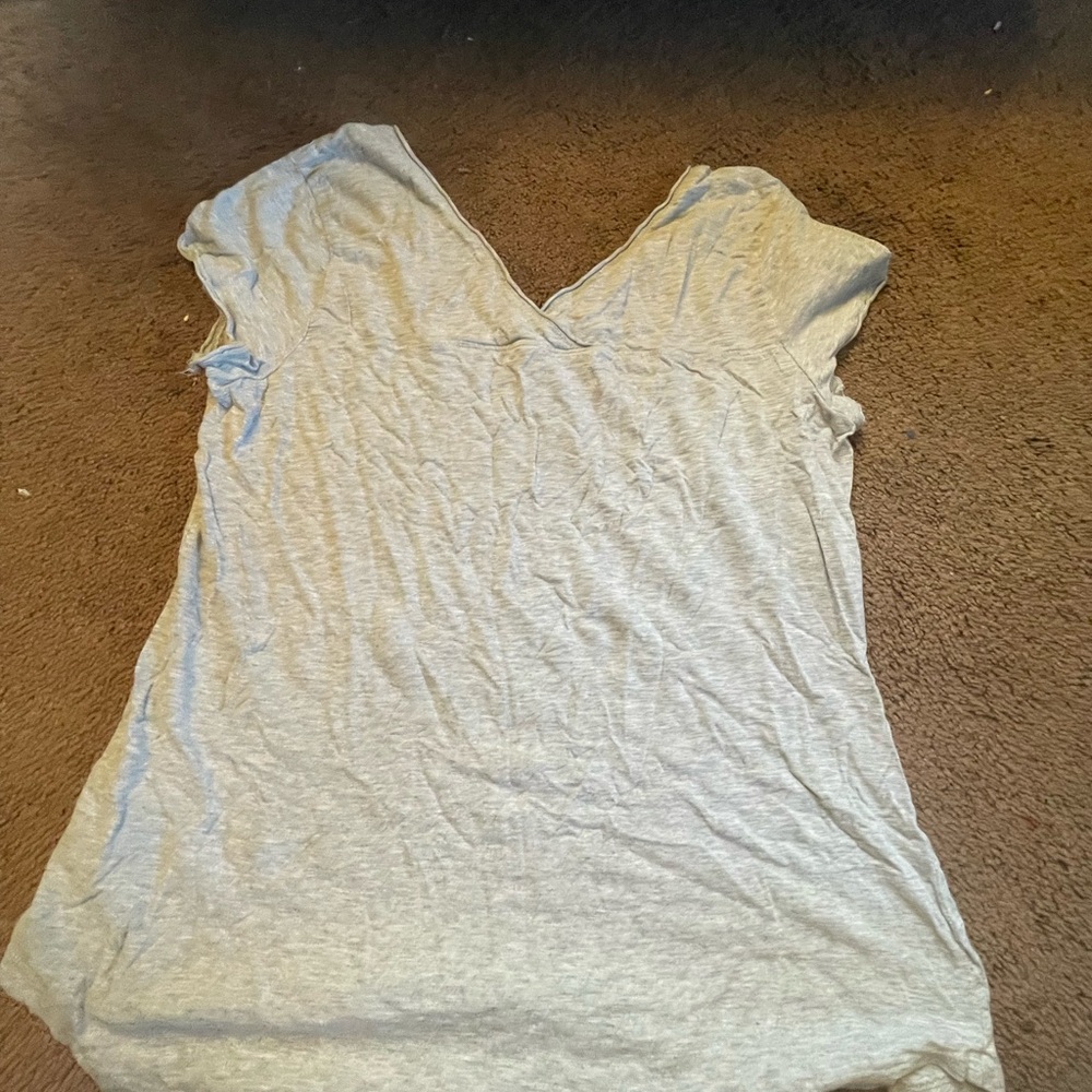 Women's Gray V-Neck Top